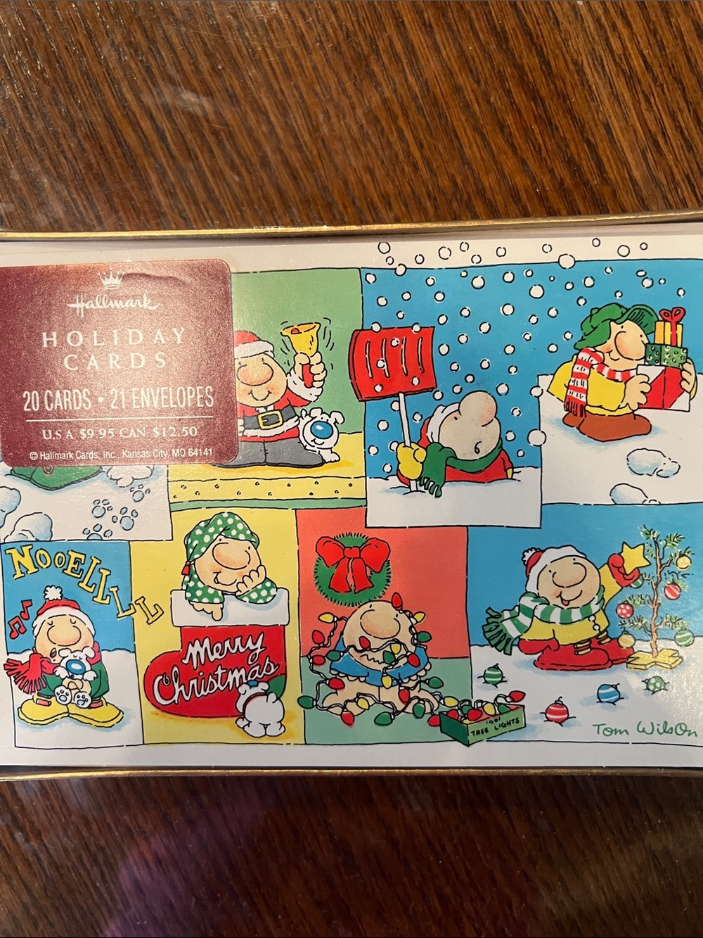 Hallmark Cartoon Holiday Panels in Red, Green, Blue, Yellow and Cream
